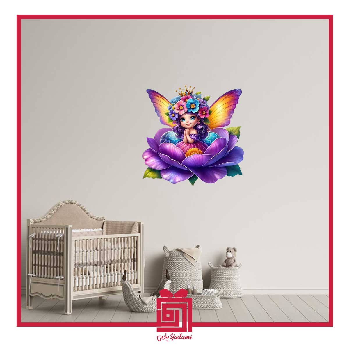 استیکر دیواری طرح دخترانه و گل B-573